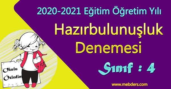 2020-2021 Eğitim-Öğretim Yılı 4. Sınıf Hazırbulunuşluk Denemesi pdf