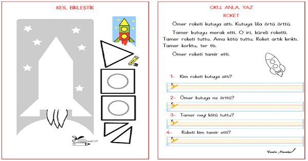 1. Sınıf İlk Okuma Yazma (R-r Sesi) Roket Yapma ve Oku-Anla-Yaz Metni