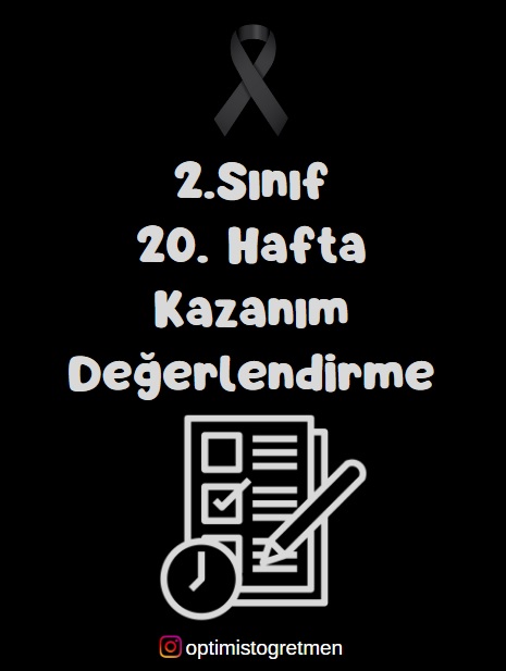 2. Sınıf 20. Hafta Kazanım Değerlendirme Testi