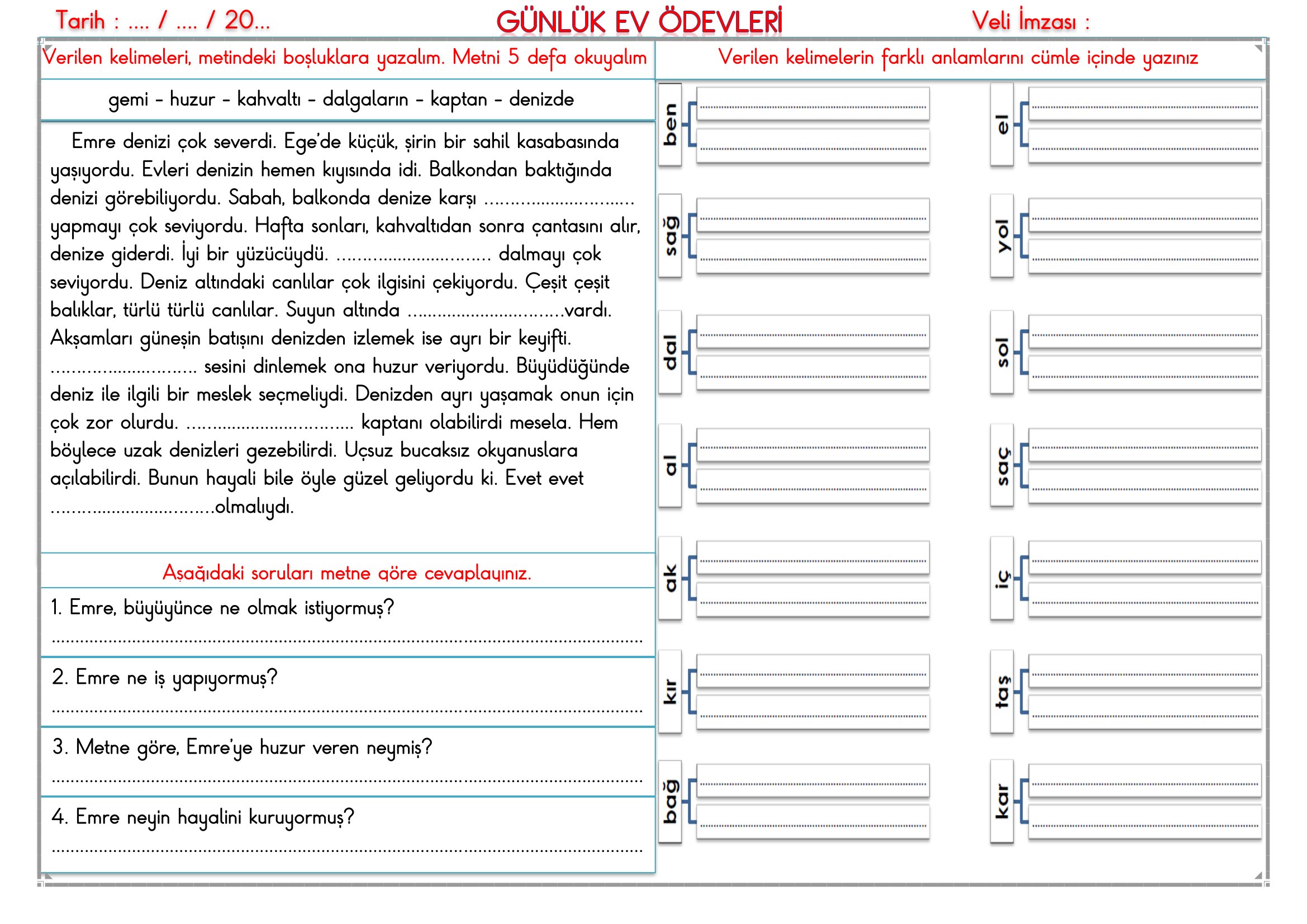 2. Sınıf - 11 Şubat 2026 Günlük Ev Ödevleri