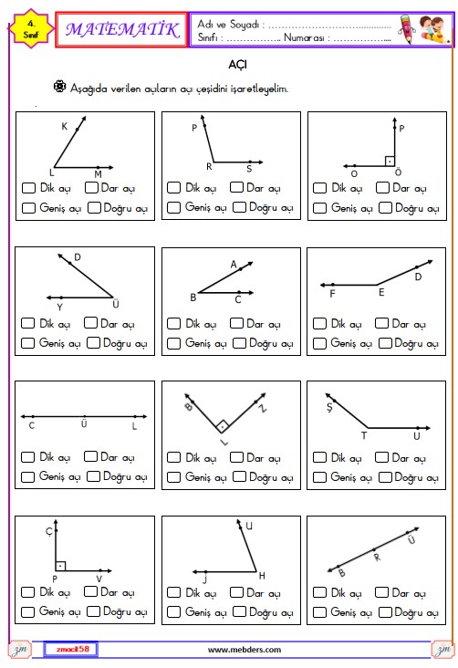 4. Sınıf Matematik Açı Etkinliği 17