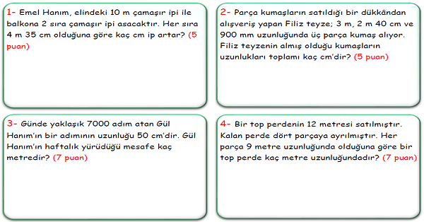 4. Sınıf Matematik Uzunluk Ölçüleri Problemleri-5