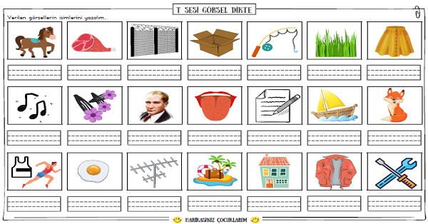 1. Sınıf İlk Okuma Yazma (T-t Sesi) Görsel Dikte Çalışması