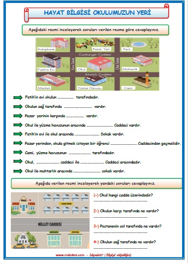 2. Sınıf Hayat Bilgisi Okulumuzun Yeri Etkinlik Çalışması