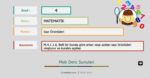 4. Sınıf Matematik Sayı Örüntüleri Sunusu