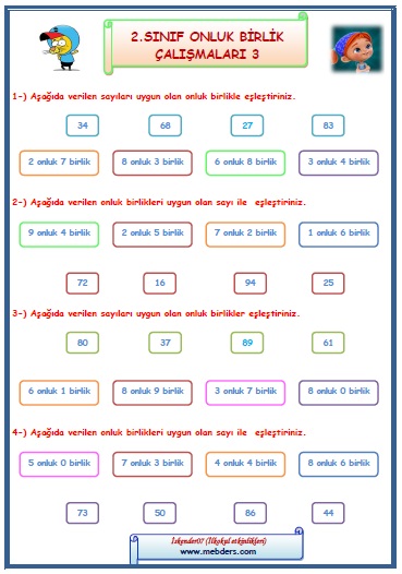 2. Sınıf Matematik Onluk Birlik Çalışması 3