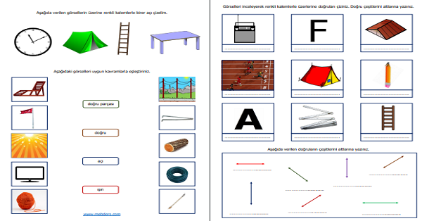 3. Sınıf Matematik Doğru, Doğru Parçası, Işın ve Açı Etkinliği (6 Sayfa)