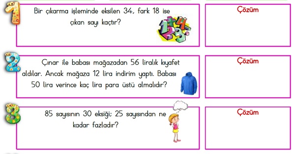 2. Sınıf Matematik Çıkarma İşlemi-Problemler -4