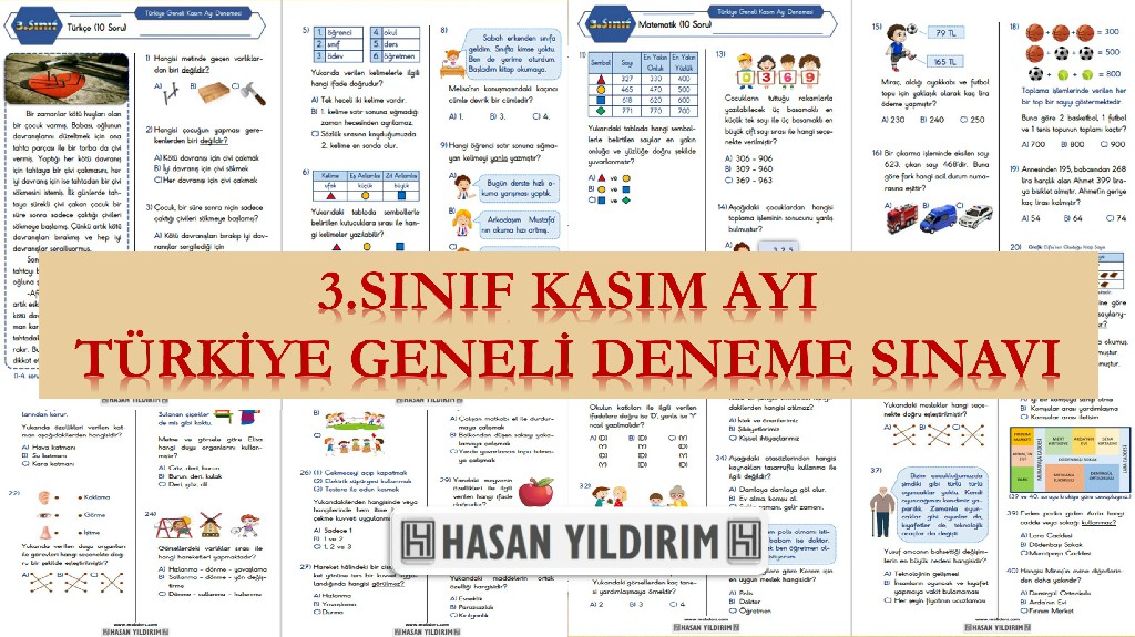 3. Sınıf Kasım Ayı Türkiye Geneli Deneme Sınavı (PDF)