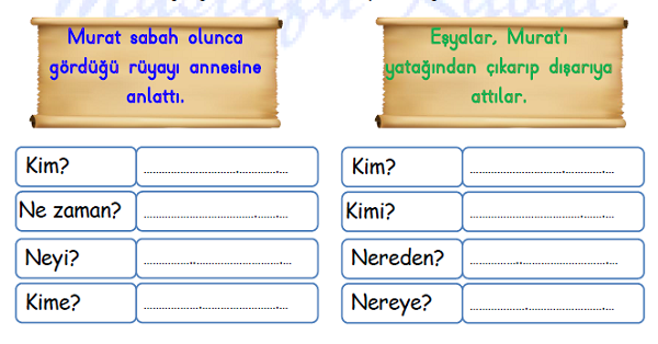 1. Sınıf Türkçe Okuma Anlama (Dağınık Oda) Metni