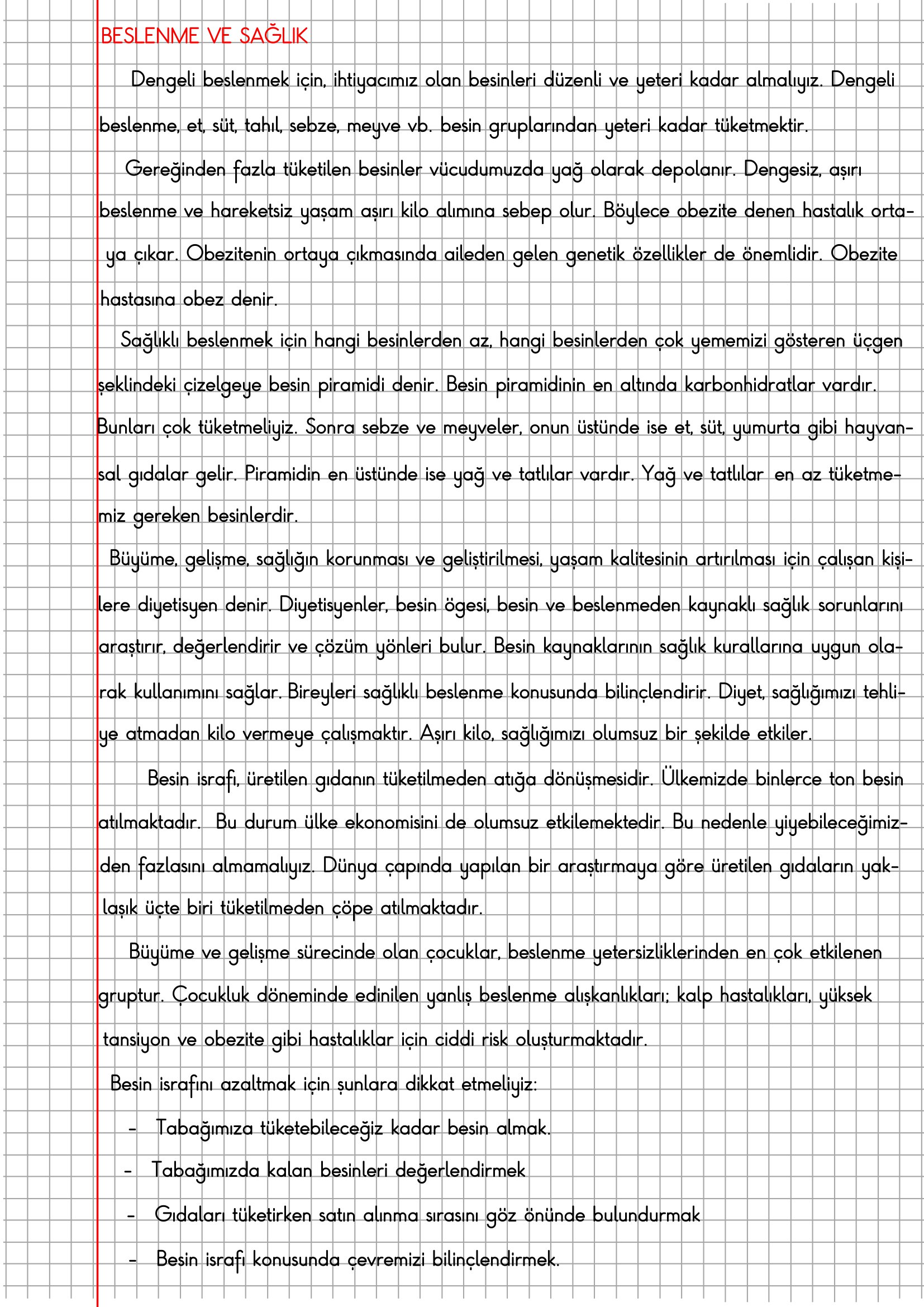 4. Sınıf Fen Bilimleri Beslenme ve Sağlık Konu Anlatımı
