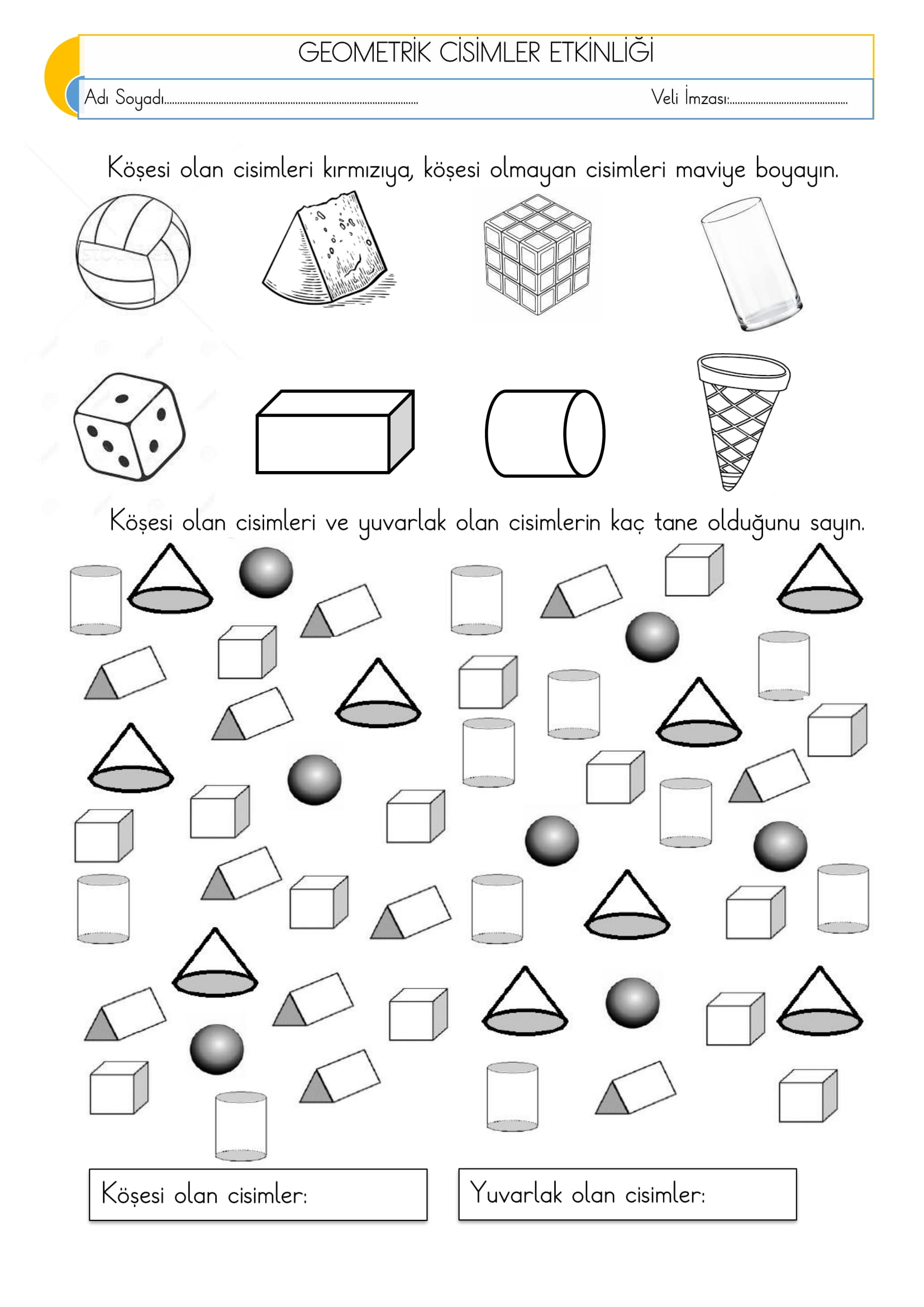2. Sınıf - Matematik - Geometrik Cisimler Etkinliği-1