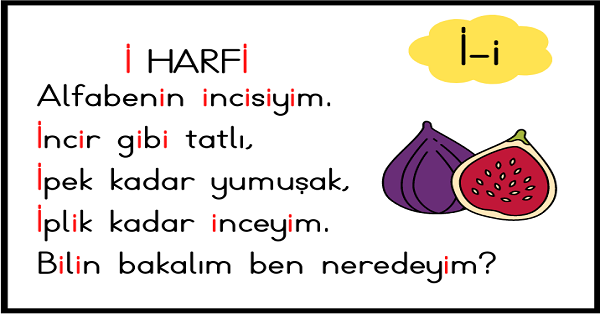 1. Sınıf İlk Okuma Yazma (İ-i Sesi) Tekerleme