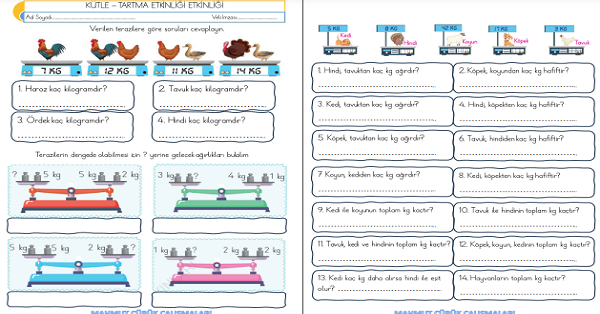 2. Sınıf - Matematik Kütle -Tartma Etkinliği-3