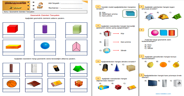 2. Sınıf Matematik Geometrik Cisimleri Tanıyalım Etkinliği 1