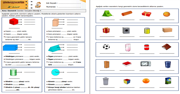 2. Sınıf Matematik Geometrik Cisimleri Tanıyalım Etkinliği 4