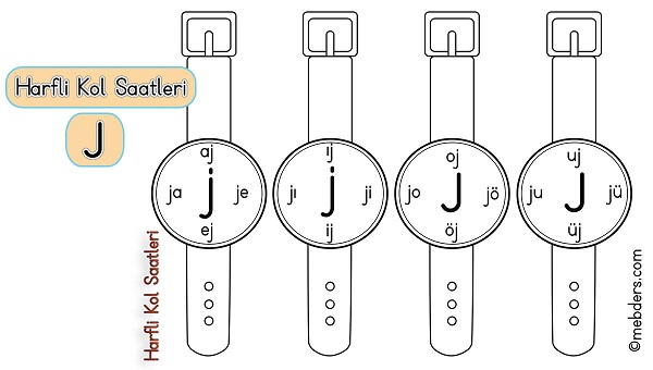 1. Sınıf İlkokuma Harfli Kol Saatleri - J Harfi