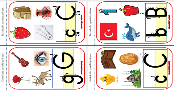 1. Sınıf İlk Okuma Yazma 4. Grup Ses Kartları (Ç-B-G-C-Ş)