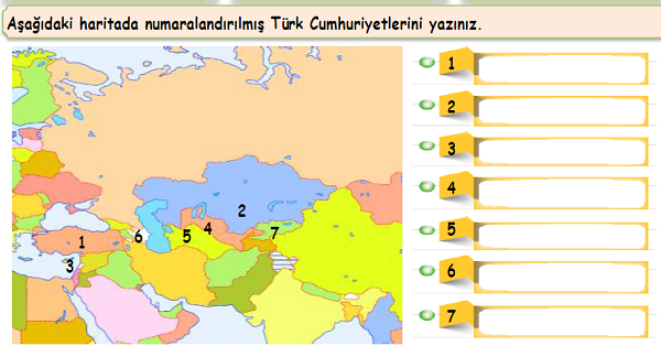 4. Sınıf Sosyal Bilgiler Türk Cumhuriyetleri Etkinliği