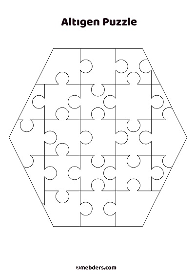 Altıgen puzzle şablon