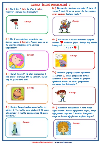 2. Sınıf Matematik Çarpma İşlemi Problemleri 3