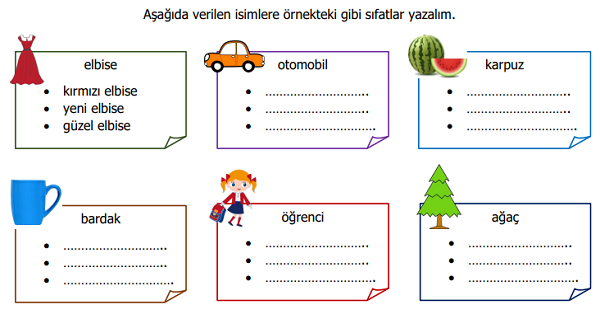 4. Sınıf Türkçe Ön Ad (Sıfat) Etkinliği 1