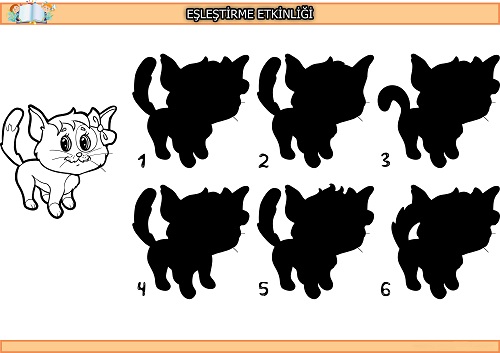 Şirin kedi gölge eşleştirme etkinliği