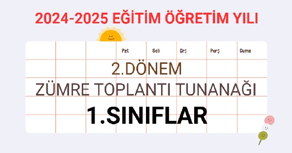 2024-2025 Eğitim Öğretim Yılı 1. Sınıflar 2.Dönem Zümre Öğretmenler Kurulu Toplantı Tutanağı
