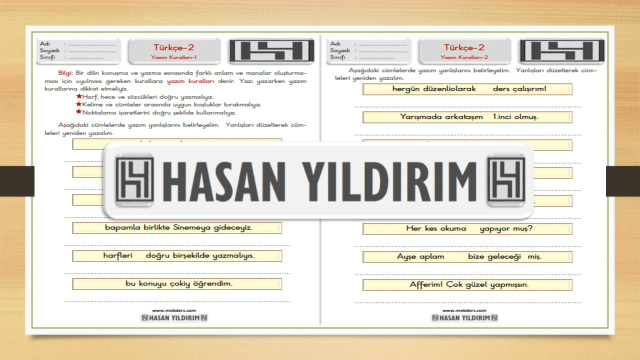 2. Sınıf Türkçe Yazım Kuralları Çalışma Sayfaları