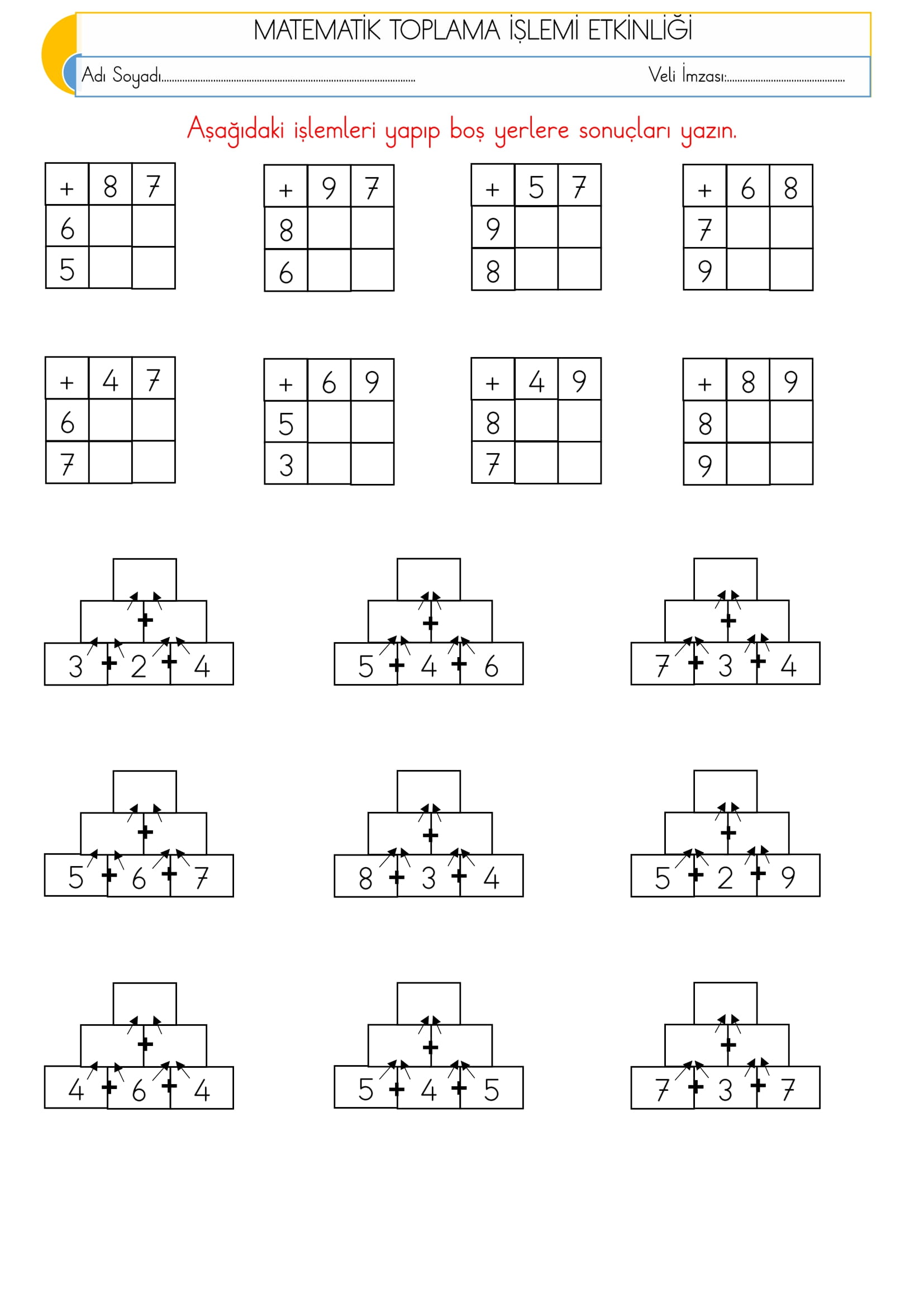 1. Sınıf Matematik Toplama İşlemi Etkinliği -4
