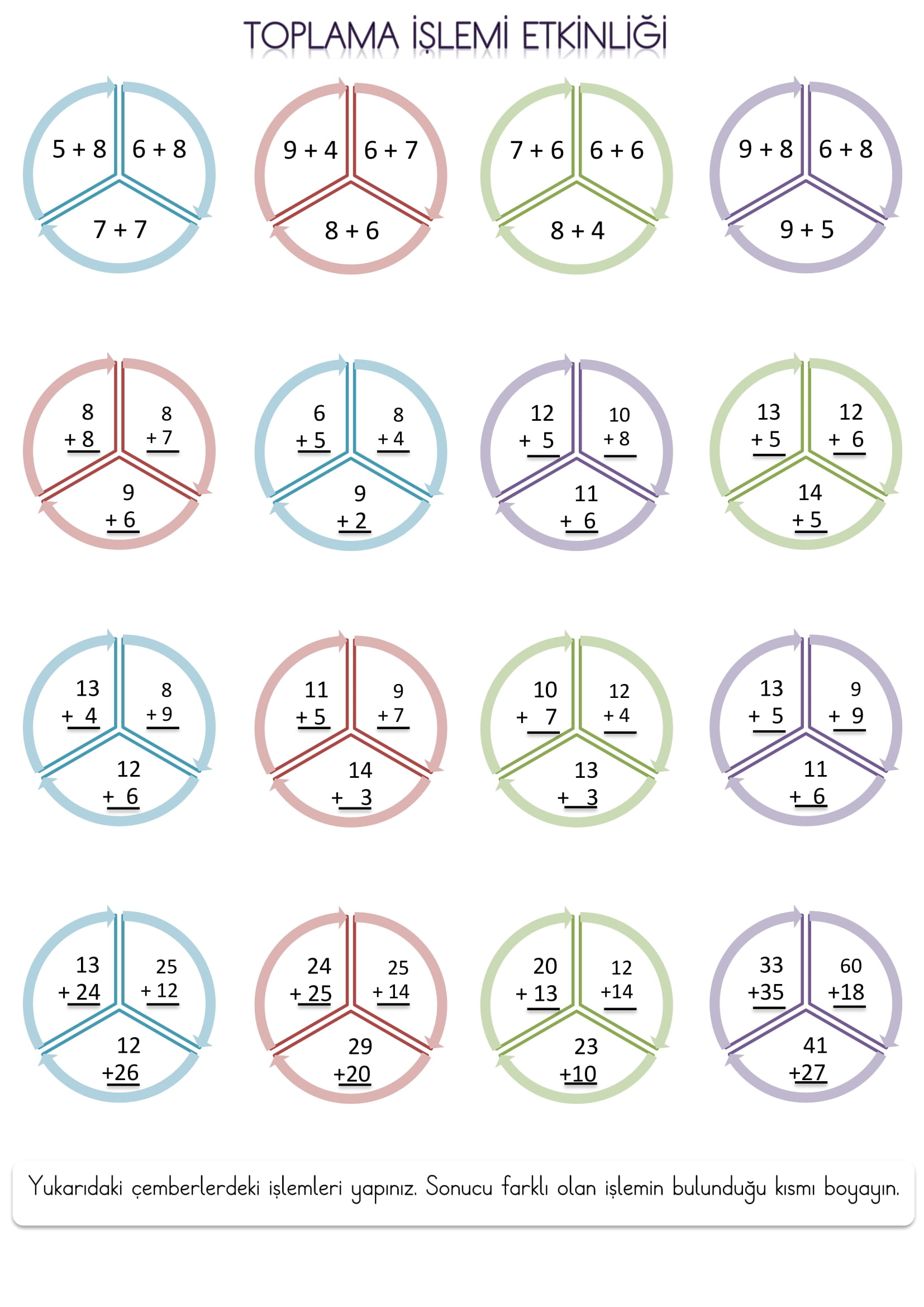 1. Sınıf Matematik Toplama İşlemi Etkinliği -3