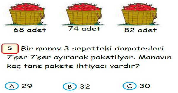 3. Sınıf Matematik Bölme İşlemi Yaprak Test-4
