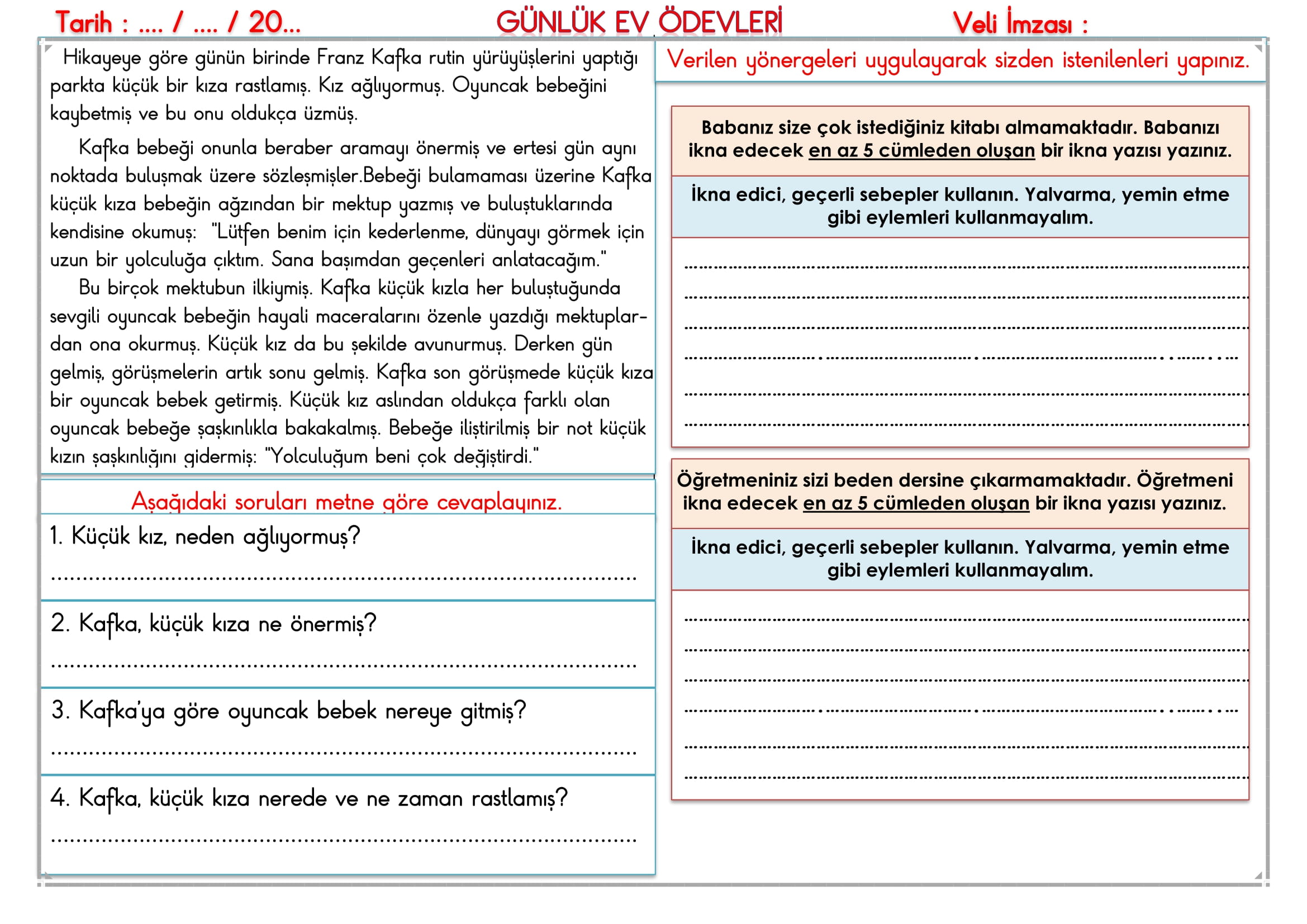 2. Sınıf - 22 Eylül 2025 Günlük Ev Ödevleri
