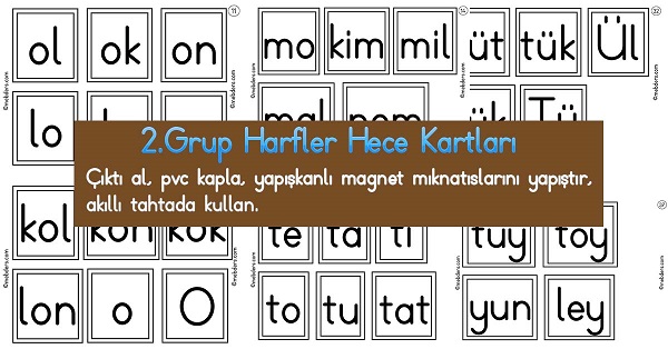 1. Sınıf İlk Okuma 2.Grup Harfler Hece Kartları