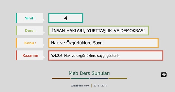 4. Sınıf İnsan Hakları, Yurttaşlık ve Demokrasi - Hak ve Özgürlüklere Saygı Sunusu