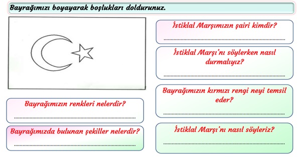 2. Sınıf Hayat Bilgisi Bayrağımız ve İstiklal Marşı Etkinliği