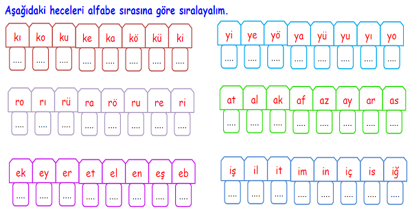 4. Sınıf Türkçe Alfabetik Sıralama-1