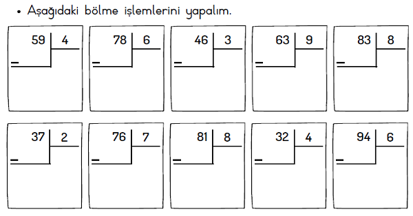 3. Sınıf Matematik Bölme İşlemi Etkinlikleri