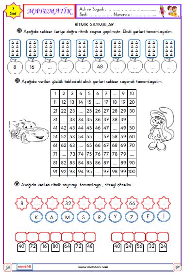 3. Sınıf Matematik Ritmik Saymalar Sekizer Etkinliği