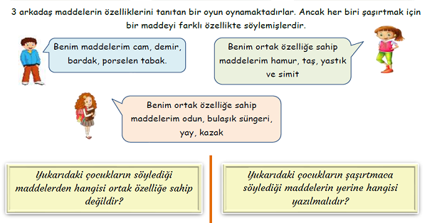 3. Sınıf Fen Bilimleri Maddenin Özellikleri Yeni Nesil Sorular
