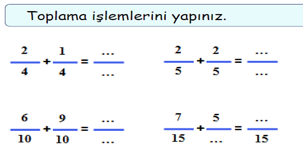 4. Sınıf Matematik Kesirlerde Toplama İşlemi-1