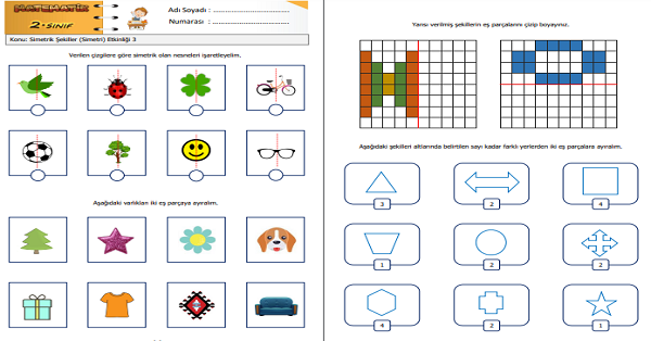 2. Sınıf Matematik Simetrik Şekiller Etkinliği 3