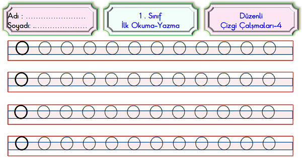 1. Sınıf İlk Okuma Yazma Düzenli Çizgi Çalışmaları Etkinliği 4