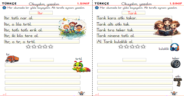 1. Sınıf İlk Okuma Yazma R-I Sesleri Okuma Yazma Metinleri (6 Sayfa)