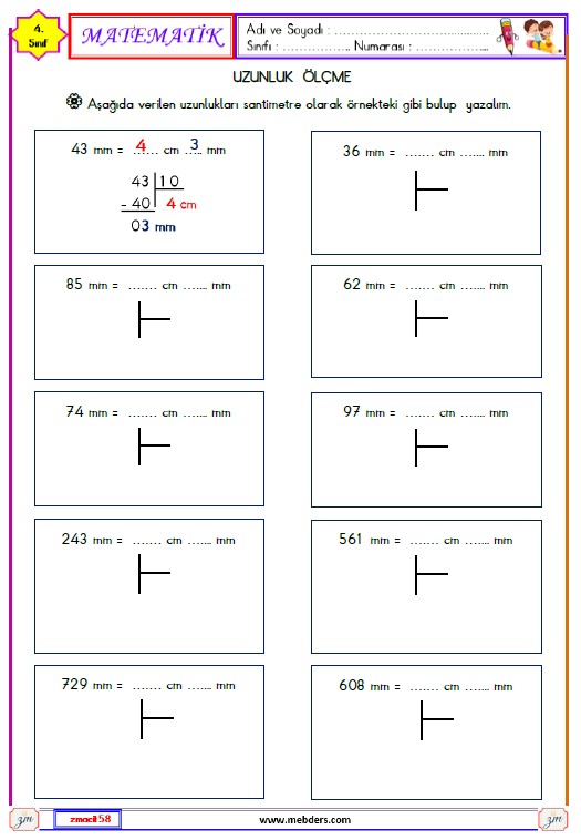 4. Sınıf Matematik Uzunluk Ölçme Etkinliği 18