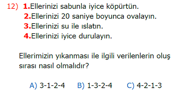 2. Sınıf Hayat Bilgisi Kendimizi ve Çevremizi Temiz Tutalım Kazanım Testi