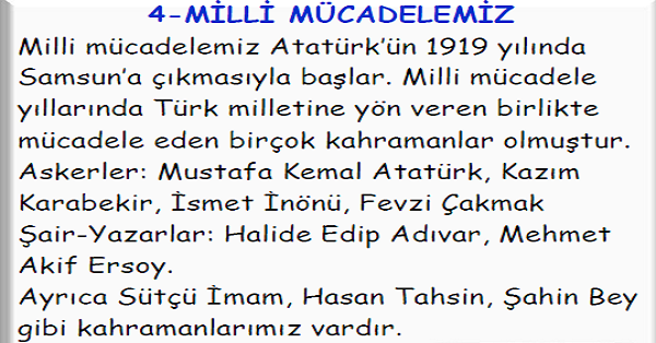 4. Sınıf Sosyal Bilgiler Geçmişimi Öğreniyorum Ünitesi Konu Özeti