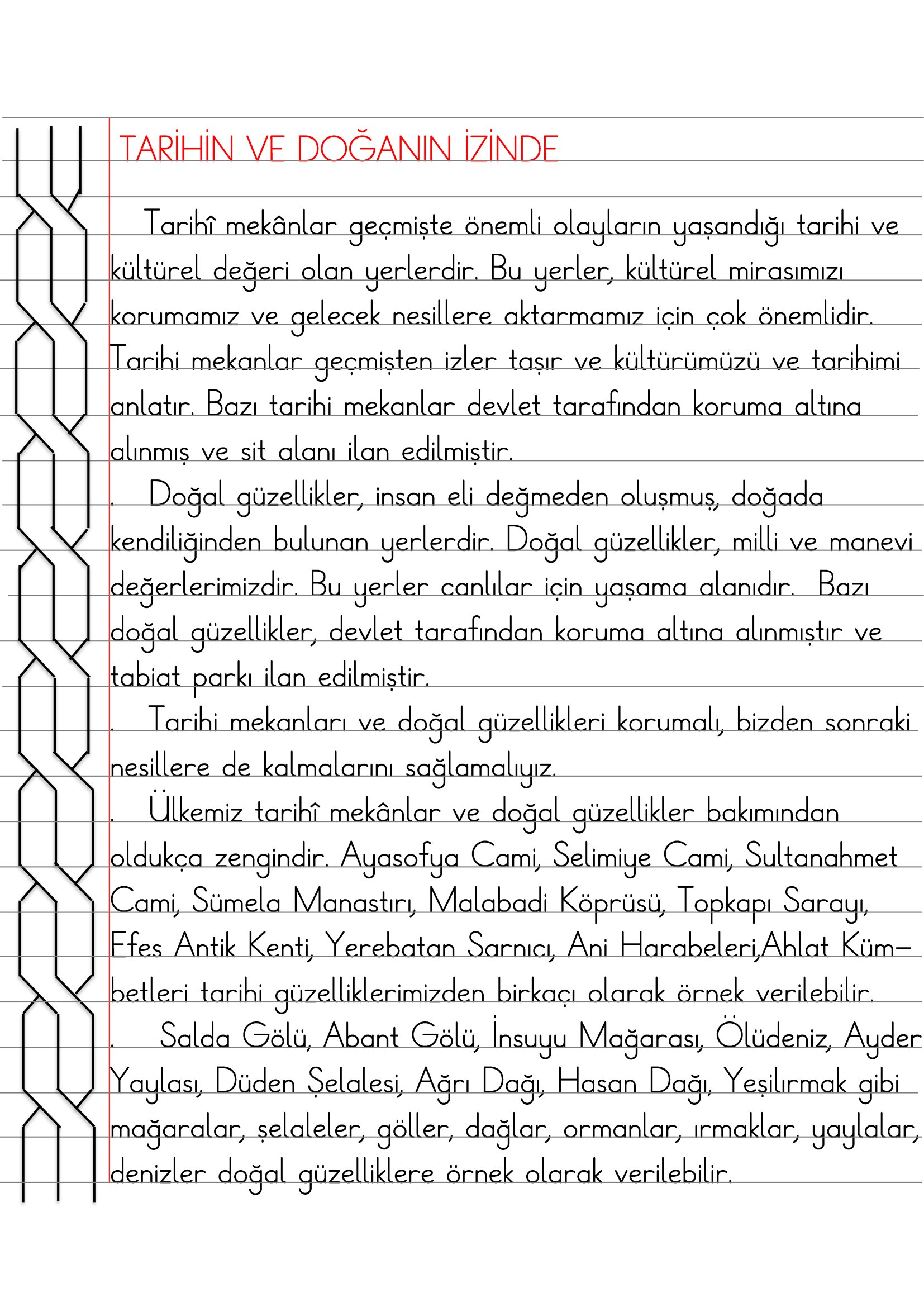 2. Sınıf - Hayat Bilgisi Tarihin ve Doğanın İzinde Defter Özeti