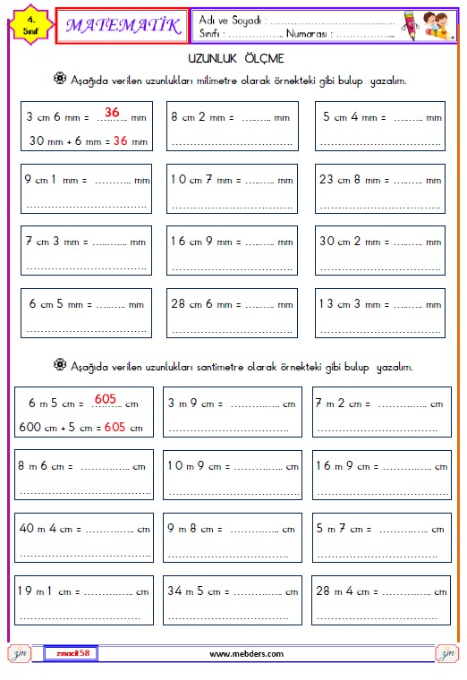 4. Sınıf Matematik Uzunluk Ölçme Etkinliği 15