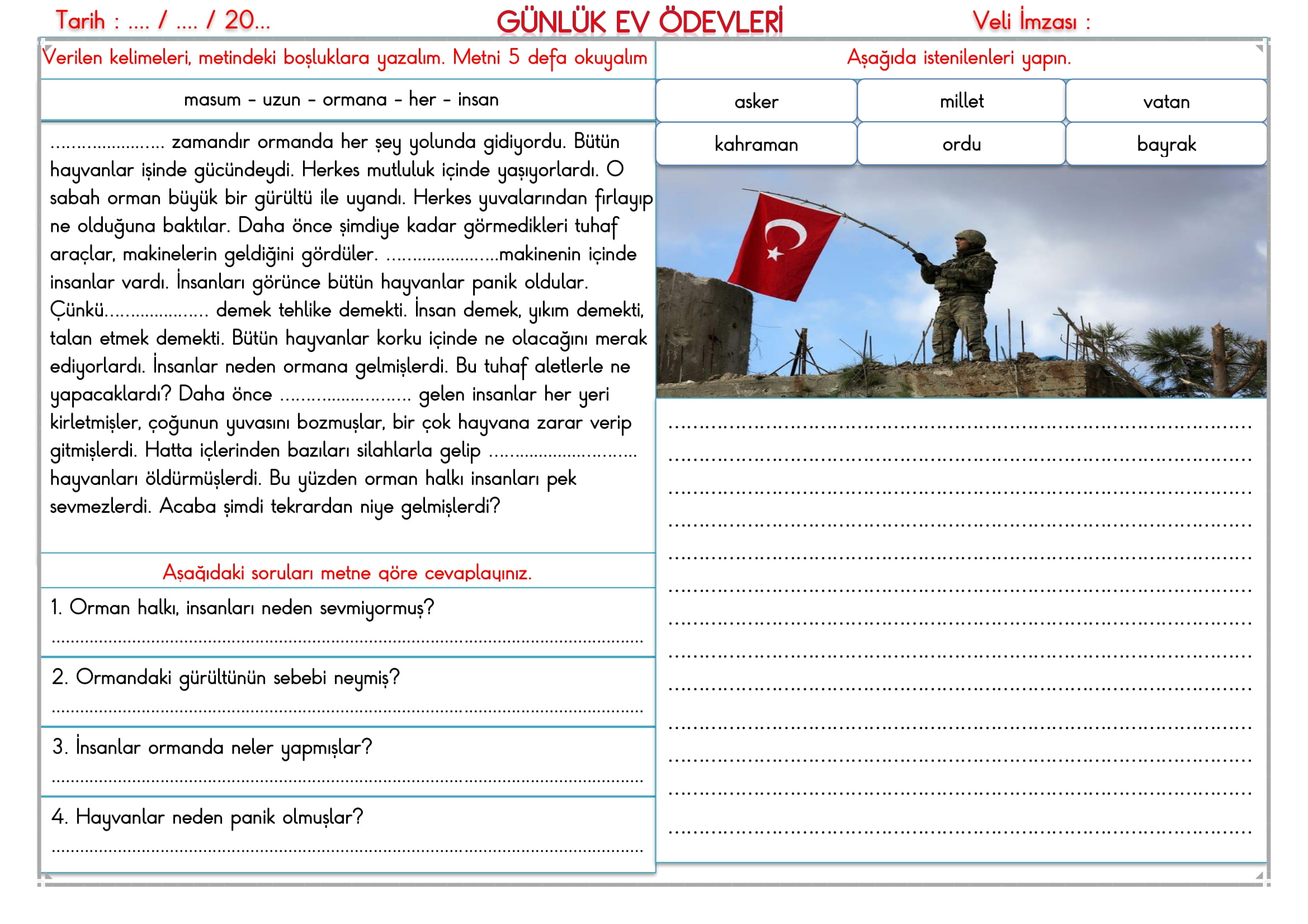 2. Sınıf 24 Şubat 2025 Günlük Ev Ödevi